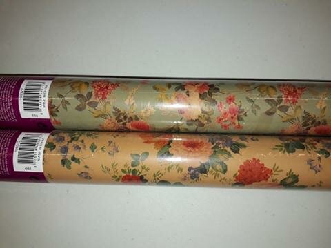 Inpakpapier kraft/blauw 70cm p/2mtr romantische bloem 