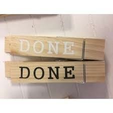 Knijper &quot;DONE&quot; wit 18x2.5x2.5cm p/st hout 