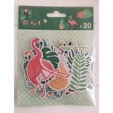 Chipboard jungle/flamingo 2.8-6.6cm p/20st