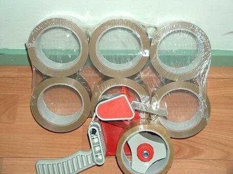 Tape set houder en 6 rollen transparant dozentape