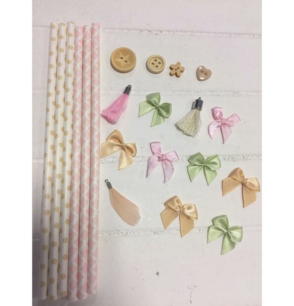 Accessoire set creme/roze p/21st