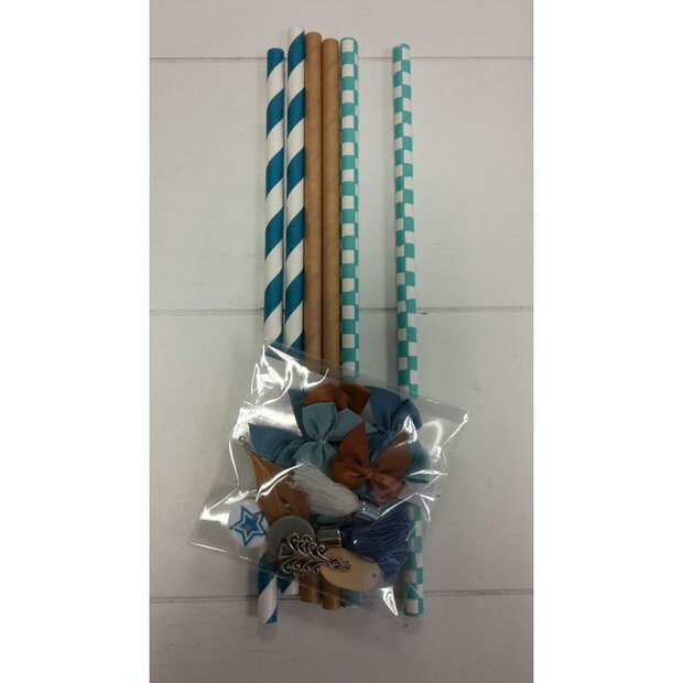 Accessoire set blauw/bruin p/21st