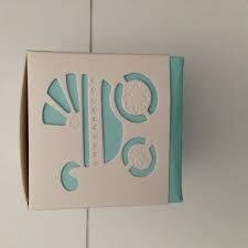 Baby doos wit/blauw 6x6x6cm p/st insert kinderwagen