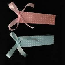 Baby kado doos roze met stip 14x3.5cm p/st 