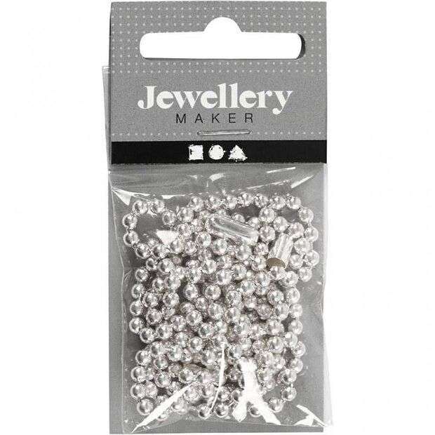 Balletjesketting 3mm p/mtr verzilverd
