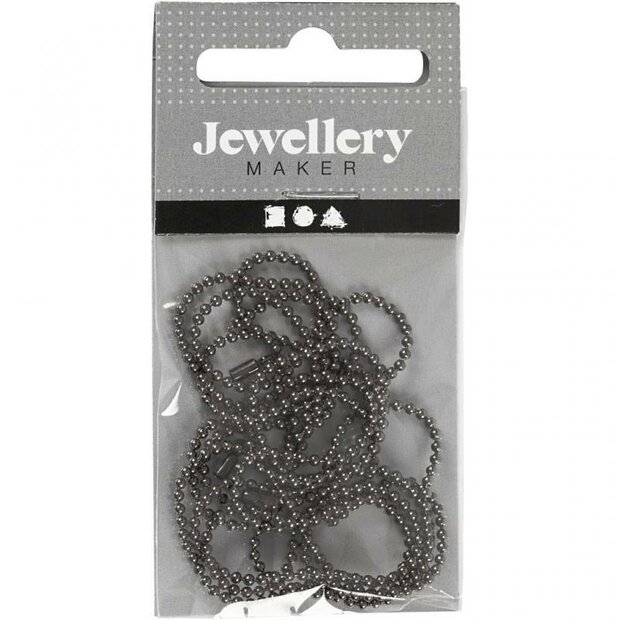 Balletjesketting metallic 1.5mm p/mtr donkergrijs
