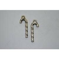 Bedel zilver candy cane 27x9mm p/st 