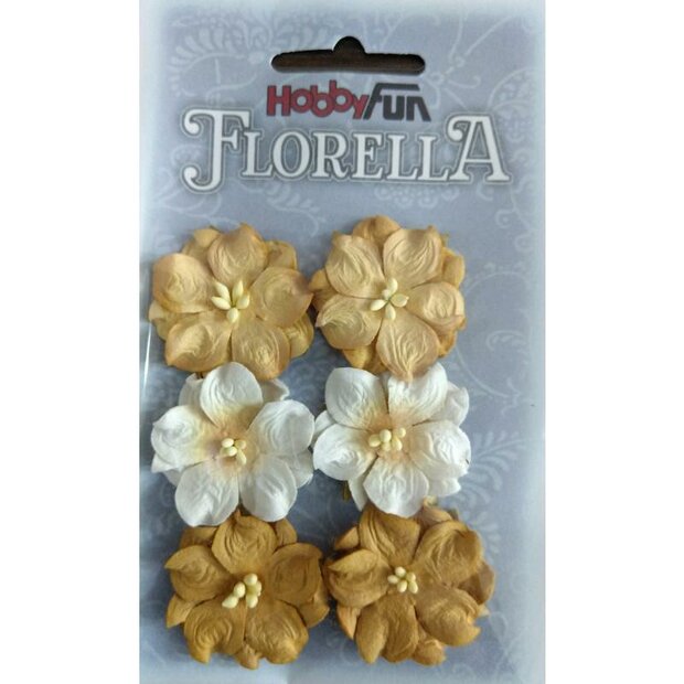 Bloemen beige 3.5cm p/6st