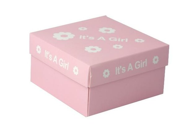 Cadeaudoos &quot;it&#039;s a girl&quot; p/st roze