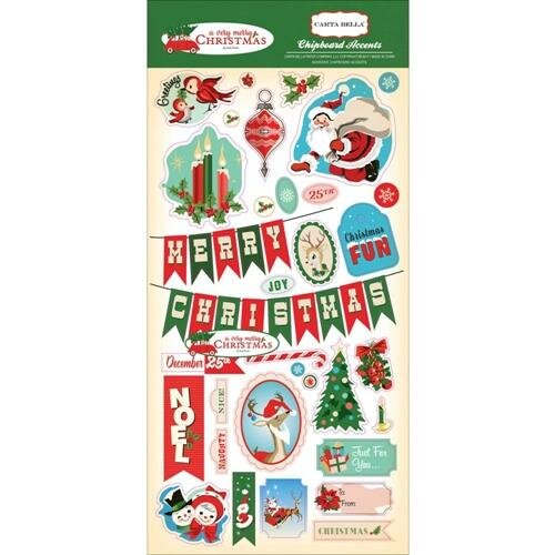Chipboard A Very Merry Christmas 15x30cm p/set
