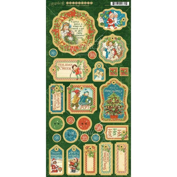 Chipboard Christmas magic 15x30cm p/set
