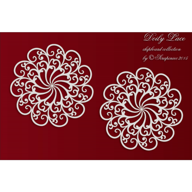 Chipboard Doily Lace 2 Big rosettes p/2t