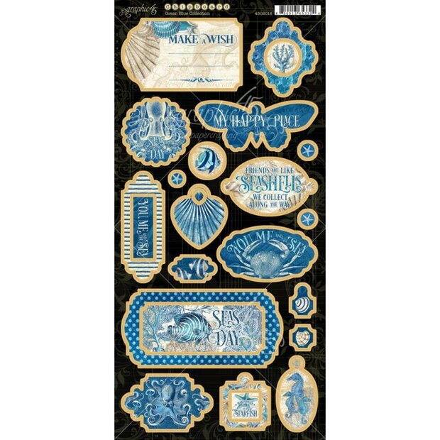 Chipboard Ocean blue p/set