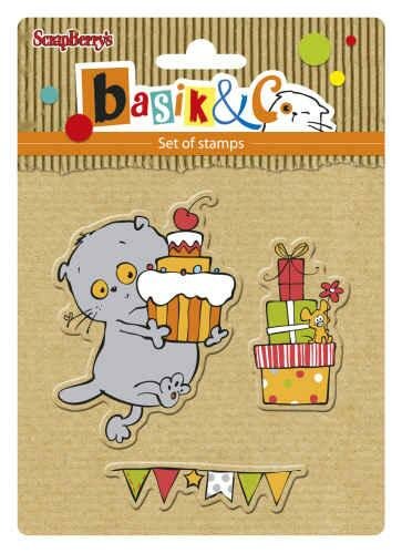 Clear stamp Basik&#039;s New Adventure Basik&#039;s Party 10.5x10.5cm p/set 