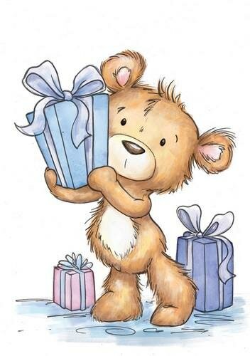 Clear stamp Beertje met cadeautjes A7 p/st