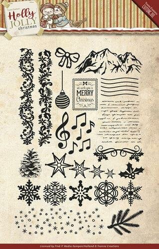 Clear stamp Holly Jolly bergen en sterren p/st