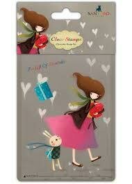 Clear stamp santoro meisje met rok cadeautje A5 p/st