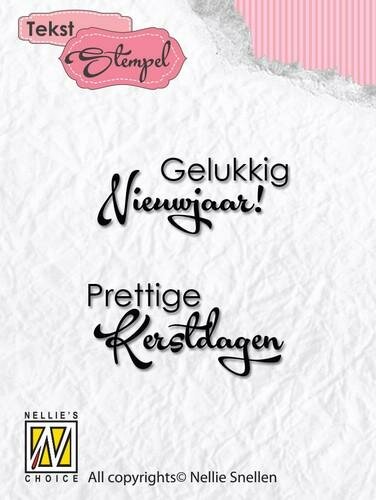 Clear stamp Tekst Gelukkig Nieuwjaar Prettige Kerst p/st