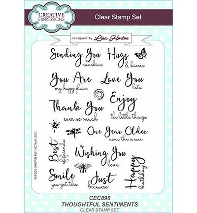 Clear stamp Thoughtful Sentiments sending A5 p/set