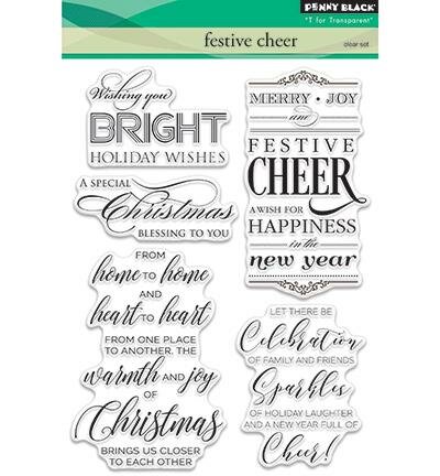 Clear stamp Festive Cheer wishing you bright A6