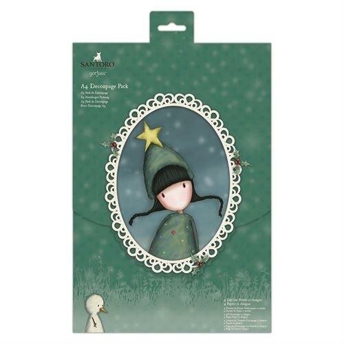 Decoupage groen ster A4 p/set