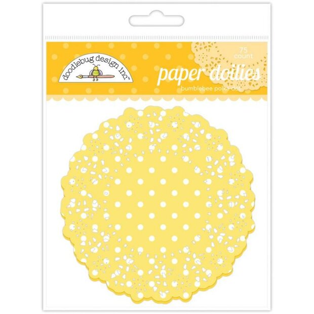 Doilies geel met stip 11.4cm p/5st