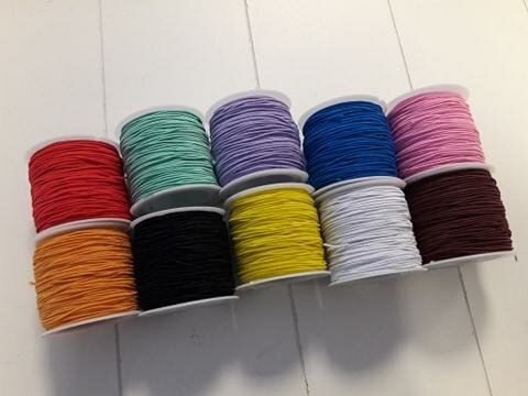 Elastiek 1mm 10rolx25mtr diverse kleuren