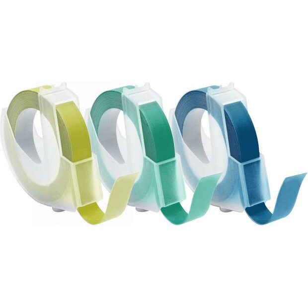 Emboss Tape Rolls smal 0.95x297cm p/3st groen/blauw/groen