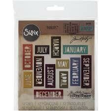Stans Thinlits Block Calendar Words p/12st