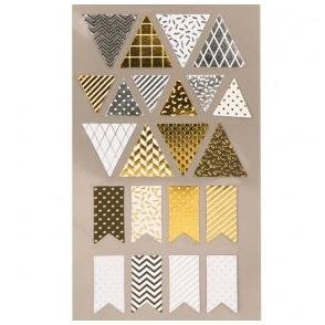 Stickers vlaggetjes zwart/zilver metallic p/88st