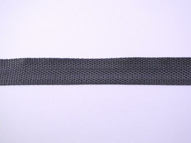 Tassenband donkergrijs 25mm p/mtr Polypropylene 