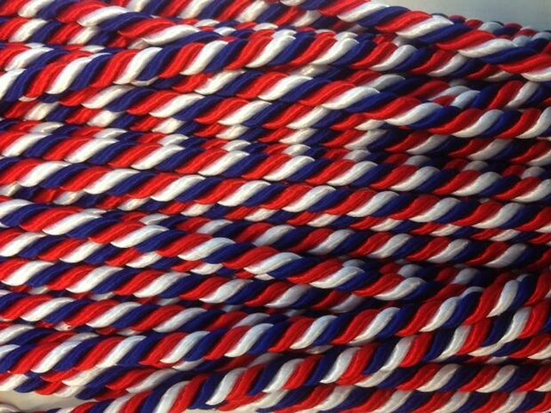 Touw rood/wit/blauw 1cm p/m