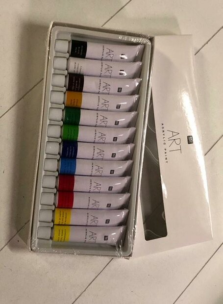 Verf set Art Acrylic basiskleuren tubes 12ml p/10st