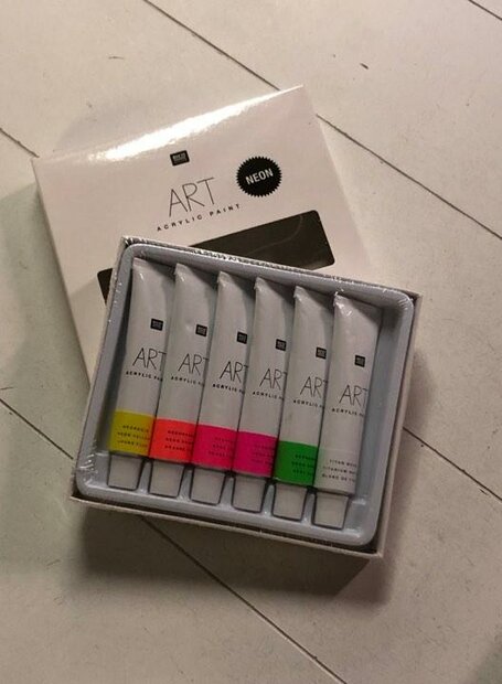 Verf set Art Acrylic neonkleur tubes 12ml p/6st