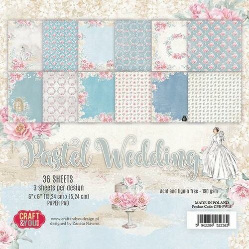 Paper pad 15x15cm Pastel Wedding p/36vel