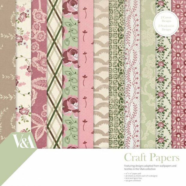 Paper pad V&amp;A 30.5x30.5cm p/36vel