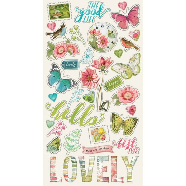 chipboard Vintage Botanicals 15.5x30.5cm p/set