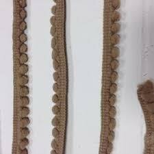 Pompom band taupe p/mtr bolletjesband klein  