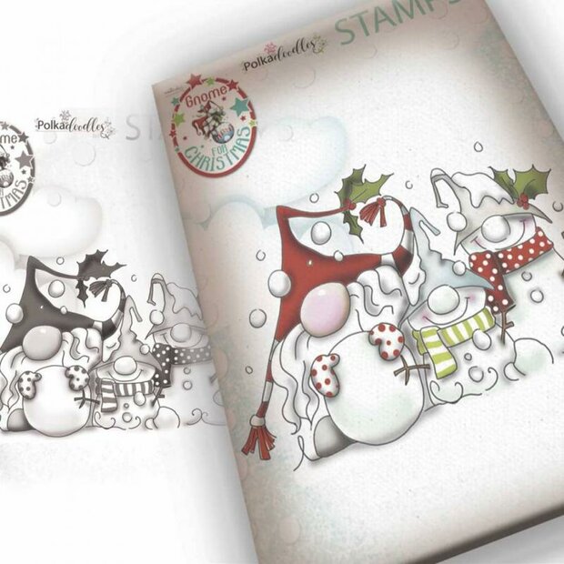 Stamp rubber Snow Gnomes 11x16cm p/st