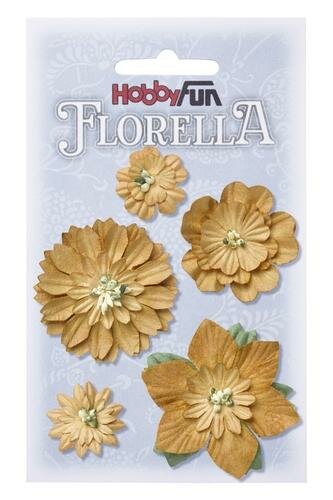 Bloemen beige assorti 2-5cm p/5st