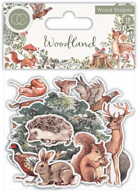 Printed Wood Shapes Woodland p/10st