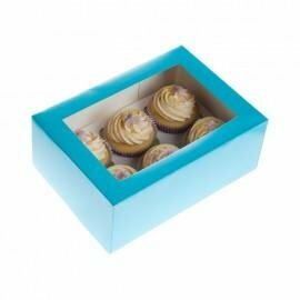 Cupcakedoos 6st aqua 240x160x80mm p/5st met venster