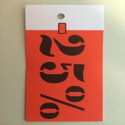 Hangetiket 25% 35x70mm p/250st rood/zwart