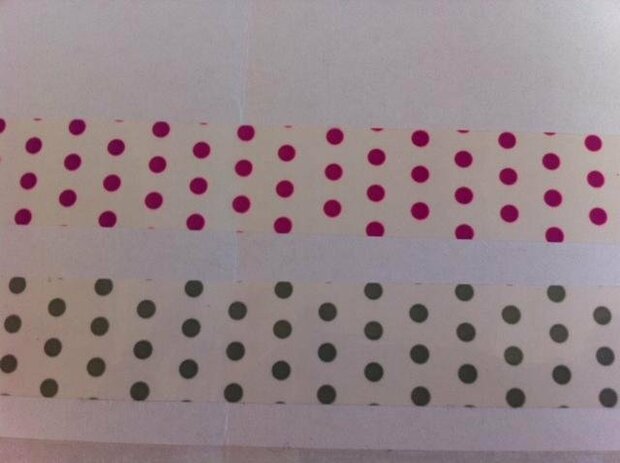 Tape PVC bedrukt stip 19mm p/66mtr wit