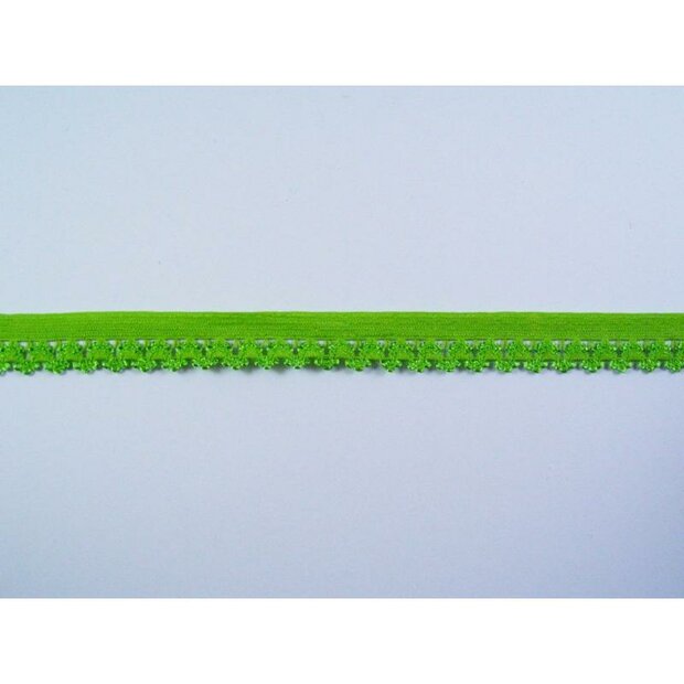 Lint limegroen 15mm p/mtr elastiek kantje