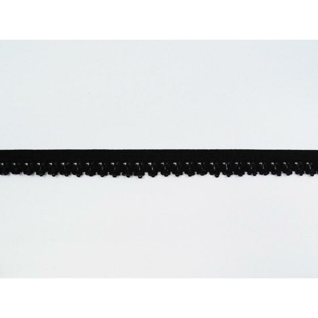 Lint zwart 15mm p/mtr elastiek kantje