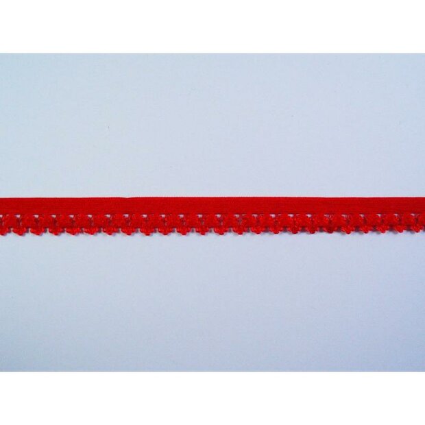 Lint rood 15mm p/mtr elastiek kantje