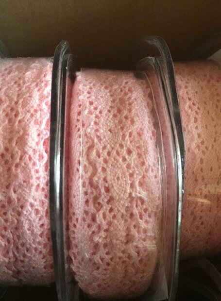 Lint roze 12mm p/mtr kant brocante