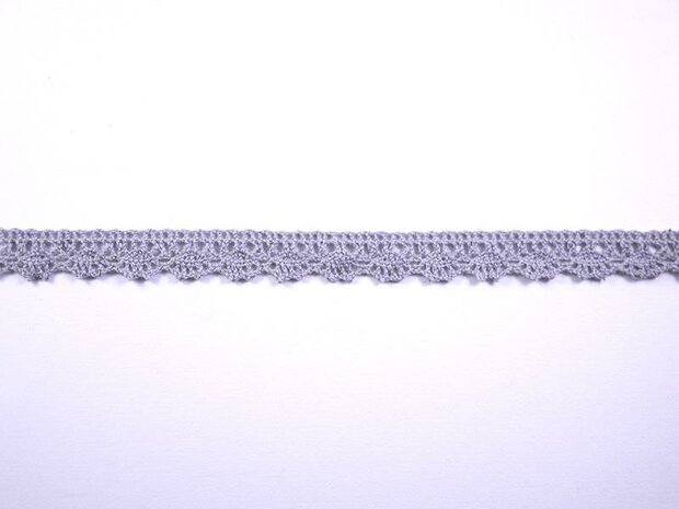 Lint lichtgrijs 12mm p/mtr kant katoen geschulpt 