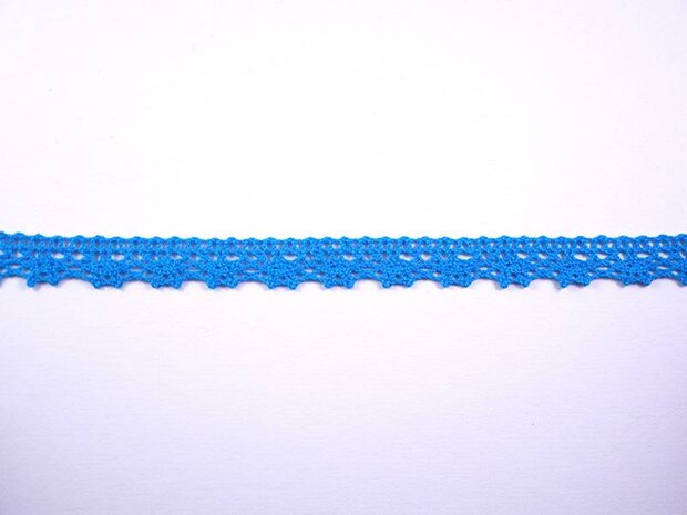 Lint aquablauw 12mm p/mtr kant katoen geschulpt 